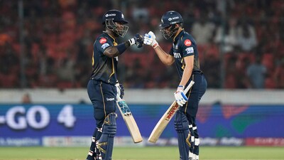Chasing a target of 153 runs, GT cruised to 153/3 in 16.4 overs. (AP) Chasing a target of 153 runs, GT cruised to 153/3 in 16.4 overs. (AP)
