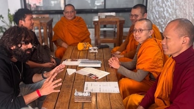 Kartik Aaryan met Buddhist monks in Darjeeling. Kartik Aaryan met Buddhist monks in Darjeeling.