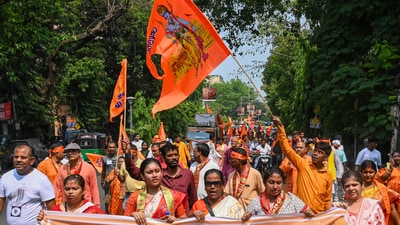 BJP leader Dilip Ghosh defended armed Ram Navami rallies in West Bengal (Hindustan Times) BJP leader Dilip Ghosh defended armed Ram Navami rallies in West Bengal (Hindustan Times)