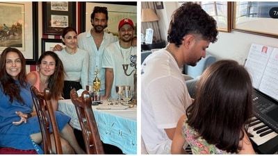 Kareena Kapoor, Neha Dhupia and Soha Ali Khan in a picture; Kunal Kemmu gives a piano lesson to daughter Inaaya. Kareena Kapoor, Neha Dhupia and Soha Ali Khan in a picture; Kunal Kemmu gives a piano lesson to daughter Inaaya.