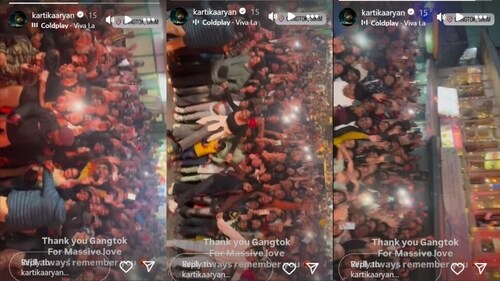 Kartik posted a video of a huge crowd on Instagram Stories. Kartik posted a video of a huge crowd on Instagram Stories.