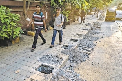 Railings along the footpath at Perry road, Bandra, (Satish Bate/ Hindustan Times)