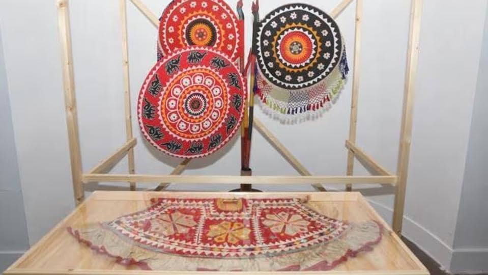The exhibition Pankha by Jatin Das at IGNCA, Janpath in Delhi (Ht Photo) The exhibition Pankha by Jatin Das at IGNCA, Janpath in Delhi (Ht Photo)