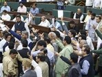 Members of the Jammu and Kashmir assembly raised slogans and demanded a discussion on the Waqf Act.