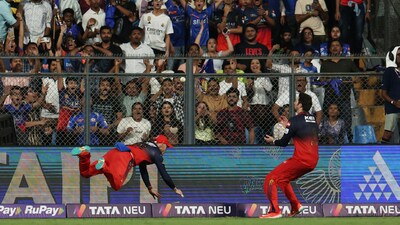 Pandya and Tilak's stand brought a stunning 89 runs in just 34 balls for the fifth wicket. The stand was broken by Bhuvneshwar Kumar in the 18th over as he dismissed Tilak for 56 in 29 balls. Hardik then fell the next over to Josh Hazlewood on 42 off just 15 balls. Krunal bowled the final over with MI needing 19 to win.  (REUTERS)