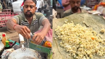 A street vendor in Kolkata made scrambled eggs with Monster Energy drink, sparking mixed reactions online. (Instagram/travelicious_88) A street vendor in Kolkata made scrambled eggs with Monster Energy drink, sparking mixed reactions online. (Instagram/travelicious_88)