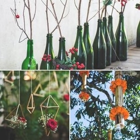 A few environment-friendly elements such as reused wine bottles as aisle decor; old straws reused as hangings; and bamboo lighting. (Photo: Instagram/Withlovenilma) A few environment-friendly elements such as reused wine bottles as aisle decor; old straws reused as hangings; and bamboo lighting. (Photo: Instagram/Withlovenilma)