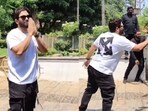 Allu Arjun greeting fans gathered outside his home on his birthday. Allu Arjun greeting fans gathered outside his home on his birthday.