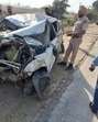 Police officials said the ill-fated car was being driven at a high speed when it hit a road divider on the Moga-Barnala highway. Police officials said the ill-fated car was being driven at a high speed when it hit a road divider on the Moga-Barnala highway.