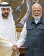 Prime Minister Narendra Modi with Crown Prince of Dubai and deputy PM of UAE Sheikh Hamdan bin Mohammed bin Rashid Al Maktoum in New Delhi on Tuesday. (Photo from X) Prime Minister Narendra Modi with Crown Prince of Dubai and deputy PM of UAE Sheikh Hamdan bin Mohammed bin Rashid Al Maktoum in New Delhi on Tuesday. (Photo from X)