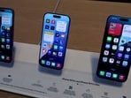 Apple poducts are displayed at the Apple store on 5th Avenue in New York on April 8, 2025. Apple poducts are displayed at the Apple store on 5th Avenue in New York on April 8, 2025.