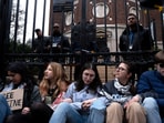 Columbia student demonstrators chain themselves to the gates of St. Paul’s Chapel at Columbia University to denounce the arrest of Mahmoud Khalil in New York City, U.S., April 2, 2025. 