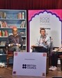 Vasudhendra, Michael Houlgate and Isabelle Kenyon at the event. (Jaipur Bookmark)