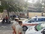 Security personnel outside DPS Dwarka in Sector 3. (Representative image) Security personnel outside DPS Dwarka in Sector 3. (Representative image)