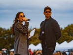 Sophie Choudry and Hrithik Roshan during his meet-and-greet event in Dallas on Saturday. Sophie Choudry and Hrithik Roshan during his meet-and-greet event in Dallas on Saturday.