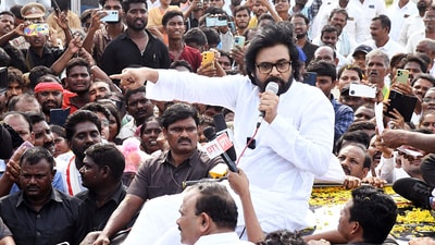 Andhra Pradesh deputy chief minister Pawan Kalyan addresses a gathering. (ANI file) Andhra Pradesh deputy chief minister Pawan Kalyan addresses a gathering. (ANI file)