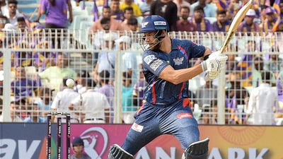 Aiden Markram was the destructive batter in the powerplay when Mitchell Marsh was struggling at the other hand. The Proteas batter scored 47 runs, giving LSG a solid launchpad at the start. (ANI) Aiden Markram was the destructive batter in the powerplay when Mitchell Marsh was struggling at the other hand. The Proteas batter scored 47 runs, giving LSG a solid launchpad at the start. (ANI)