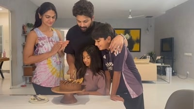 Allu Arjun celebrated his birthday with Sneha Reddy, Arha and Ayaan. Allu Arjun celebrated his birthday with Sneha Reddy, Arha and Ayaan.