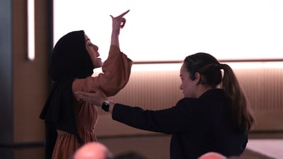 A pro-Palestinian demonstrator, Ibtihal Aboussad, is escorted away by security as they interrupt Microsoft AI CEO Mustafa Suleyman during a presentation of the company's AI assistant, Copilot, ahead of a 50th Anniversary presentation at Microsoft headquarters, Friday, April 4, 2025, in Redmond, Wash. (AP Photo/Jason Redmond) (AP) A pro-Palestinian demonstrator, Ibtihal Aboussad, is escorted away by security as they interrupt Microsoft AI CEO Mustafa Suleyman during a presentation of the company's AI assistant, Copilot, ahead of a 50th Anniversary presentation at Microsoft headquarters, Friday, April 4, 2025, in Redmond, Wash. (AP Photo/Jason Redmond) (AP)