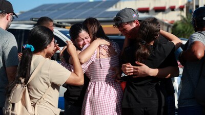 People get emotional as they express shock at the site where the roof of the Jet Set nightclub collapsed, in Santo Domingo, Dominican Republic, April 8, 2025. REUTERS/Erika Santelices TPX IMAGES OF THE DAY (REUTERS)