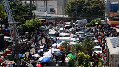 Dominican Republic roof collapse: Ambulances are seen as people gather at the site where the roof of the Jet Set nightclub collapsed, in Santo Domingo, Dominican Republic, April 8, 2025. REUTERS/Erika Santelices (REUTERS)