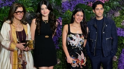 (L-R) Dimple Kapadia, granddaughter Naomika Saran, Simar Bhatia and Agastya Nanda attended an event in Mumbai. (L-R) Dimple Kapadia, granddaughter Naomika Saran, Simar Bhatia and Agastya Nanda attended an event in Mumbai.