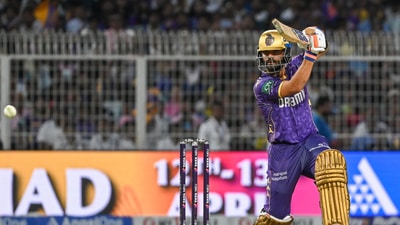 Kolkata Knight Riders (KKR) skipper Ajinkya Rahane took aim at Eden Gardens' curator (Hindustan Times) Kolkata Knight Riders (KKR) skipper Ajinkya Rahane took aim at Eden Gardens' curator (Hindustan Times)