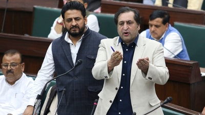 Jammu: Jammu & Kashmir People's Conference MLA Sajad Gani Lone speaks during the Budget session of J&K Assembly, in Jammu, Wednesday, March 18, 2025. (PTI)