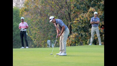 Players in action during the Day 1 of Panchkula Golf League. (HT Photo)