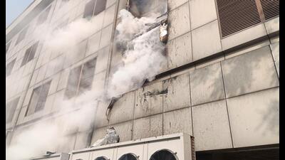 Smoke billowing out of the building in Lucknow on Tuesday. (Sourced)