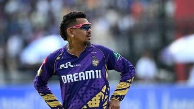 The last time Sunil Narine didn’t finish his four overs when KKR bowled first was against Chennai Super Kings on April 23, 2023. (REUTERS) The last time Sunil Narine didn’t finish his four overs when KKR bowled first was against Chennai Super Kings on April 23, 2023. (REUTERS)