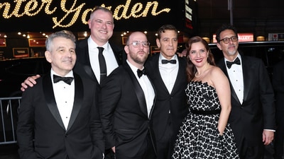 NEW YORK, NEW YORK - APRIL 03: (L-R) David Cromer, John Johnson, Greg Nobile, George Clooney, Sue Wagner and Grant Heslov attend "Good Night And Good Luck" Broadway Opening Night at Winter Garden Theatre on April 03, 2025 in New York City. Jamie McCarthy/Getty Images/AFP (Photo by Jamie McCarthy / GETTY IMAGES NORTH AMERICA / Getty Images via AFP) (Getty Images via AFP) NEW YORK, NEW YORK - APRIL 03: (L-R) David Cromer, John Johnson, Greg Nobile, George Clooney, Sue Wagner and Grant Heslov attend "Good Night And Good Luck" Broadway Opening Night at Winter Garden Theatre on April 03, 2025 in New York City. Jamie McCarthy/Getty Images/AFP (Photo by Jamie McCarthy / GETTY IMAGES NORTH AMERICA / Getty Images via AFP) (Getty Images via AFP)