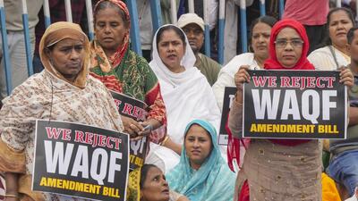 Women at a protest rally in Kolkata against the Waqf (Amendment) Bill. (PTI File Photo) Women at a protest rally in Kolkata against the Waqf (Amendment) Bill. (PTI File Photo)