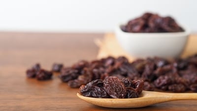 Black raisins have high iron and fibre content. (Shutterstock) Black raisins have high iron and fibre content. (Shutterstock)
