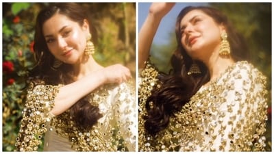 Hania Aamir's mirror-embellished dupatta is a show-stealer. Hania Aamir's mirror-embellished dupatta is a show-stealer.