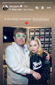 Elton John ends feud with Madonna. Elton John ends feud with Madonna.