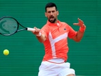 Serbia's Novak Djokovic in action during his round of 32 match against Chile's Alejandro Tabilo