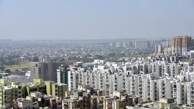 An aerial view of Raj Nagar Extension. New properties will pay the revised tax, while older properties will shift to the new rates in their scheduled revision year, which is 2028. (Sakib Ali/HT Photo) An aerial view of Raj Nagar Extension. New properties will pay the revised tax, while older properties will shift to the new rates in their scheduled revision year, which is 2028. (Sakib Ali/HT Photo)