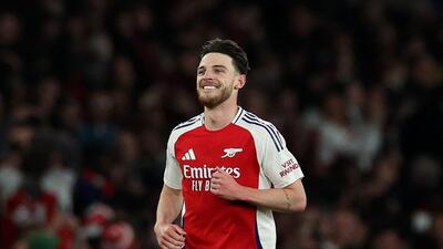 Arsenal's English midfielder Declan Rice celebrates scoring a goal. (AFP) Arsenal's English midfielder Declan Rice celebrates scoring a goal. (AFP)
