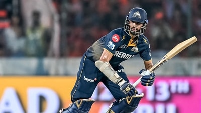 Gujarat Titans' Washington Sundar watches the ball after playing a shot during the Indian Premier League (IPL) Twenty20 cricket match between Sunrisers Hyderabad and Gujarat Titans (AFP) Gujarat Titans' Washington Sundar watches the ball after playing a shot during the Indian Premier League (IPL) Twenty20 cricket match between Sunrisers Hyderabad and Gujarat Titans (AFP)