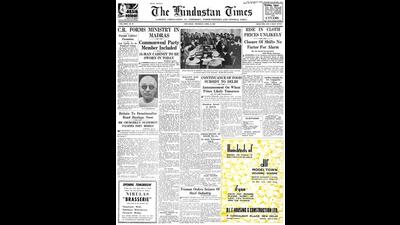 HT This Day: April 10, 1952 -- C Rajagopalachari forms ministry in Madras (HT) HT This Day: April 10, 1952 -- C Rajagopalachari forms ministry in Madras (HT)
