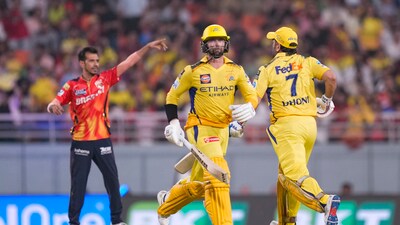 Chennai Super Kings' Devon Conway was retired out in the 18th over of the match against PBKS (PTI) Chennai Super Kings' Devon Conway was retired out in the 18th over of the match against PBKS (PTI)