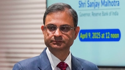 RBI Governor Sanjay Malhotra during a press conference after announcement of the first bi-monthly monetary policy of the current fiscal year, in Mumbai, Wednesday, April 9, 2025. (Shashank Parade/PTI) RBI Governor Sanjay Malhotra during a press conference after announcement of the first bi-monthly monetary policy of the current fiscal year, in Mumbai, Wednesday, April 9, 2025. (Shashank Parade/PTI)