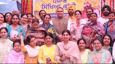 Rajya Sabha member Sanjeev Arora inaugurated a series of development projects in government schools in Ludhiana on Wednesday (HT)