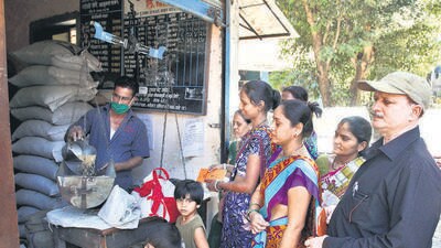 Thane, India march 22, 2014: More than 11 lakh people have benefited from the food security bill of the government, India, Mar, 22, 2014 (Photo By Praful Gangurde) (Hindustan Times)
