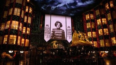 The Harry Potter and the Battle at the Ministry amusement ride in the Wizarding World of Harry Potter - Ministry of Magic area, at the Epic Universe theme park in Orlando, Florida, US, on Saturday, April 5, 2025. Photographer: Thomas Simonetti/Bloomberg (Bloomberg)