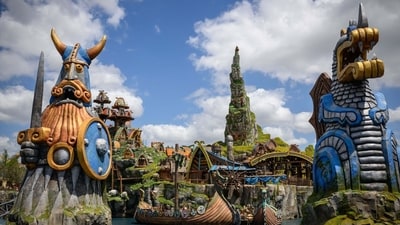 The How to Train Your Dragon - Isle of Berk area, at the Epic Universe theme park in Orlando, Florida, US, on Saturday, April 5, 2025. Photographer: Thomas Simonetti/Bloomberg (Bloomberg)