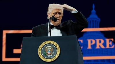 Donald Trump mocks world leaders trying to make a trade deal (Getty Images via AFP) Donald Trump mocks world leaders trying to make a trade deal (Getty Images via AFP)