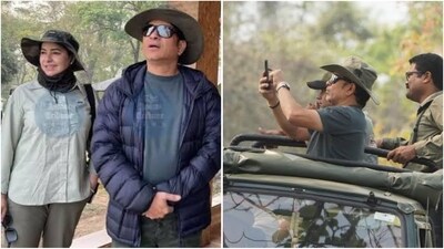 Sachin Tendulkar explores Kaziranga National Park on jeep safari. (PTI) Sachin Tendulkar explores Kaziranga National Park on jeep safari. (PTI)