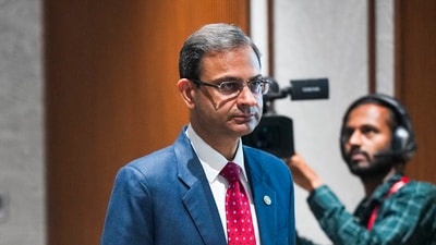 RBI Governor Sanjay Malhotra during a press conference after announcement of the first bi-monthly monetary policy of the current fiscal year, in Mumbai, Wednesday, April 9. (PTI) RBI Governor Sanjay Malhotra during a press conference after announcement of the first bi-monthly monetary policy of the current fiscal year, in Mumbai, Wednesday, April 9. (PTI)